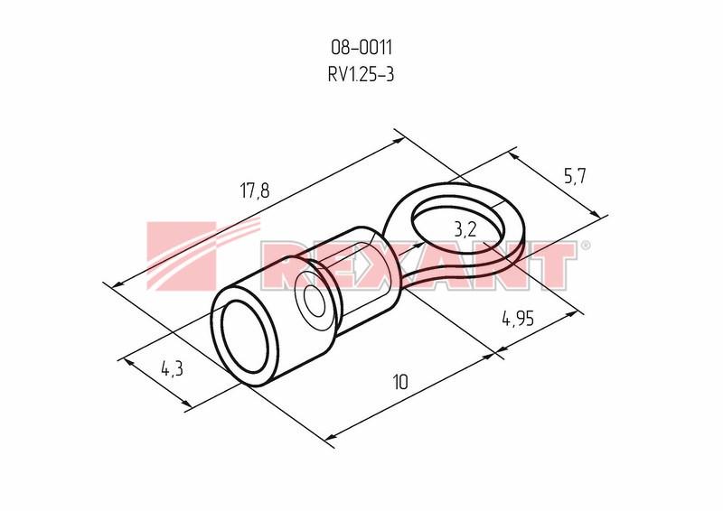 Наконечник кольцевой изолированный ø 3.2 мм 0.5-1.5 мм² (НКи 1.5-3/НКи 1,25-3) красный | 08-0011 | REXANT — миниатюра 3