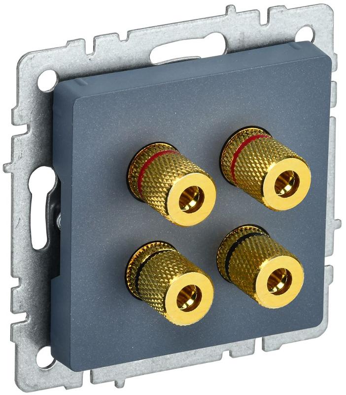 BRITE АудиоРозетка 4-местная РА10-БрМ маренго | BR-S40-K35 | IEK — миниатюра 1