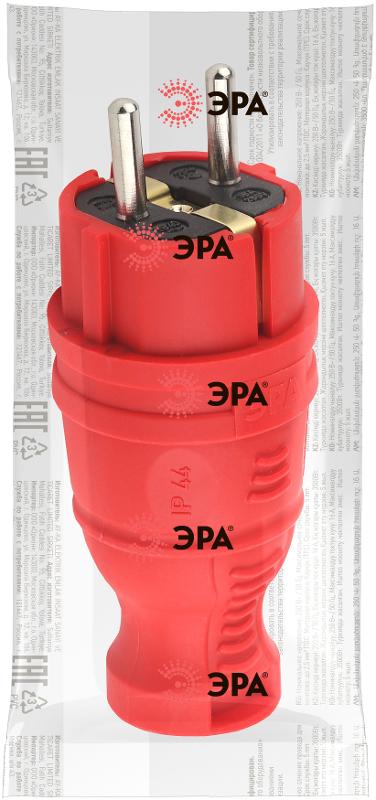 V8-RED-IP44 ЭРА Вилка каучуковая з/з прямая 16A IP44 красная | Б0044547 | ЭРА — миниатюра 2