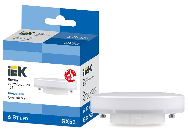 Лампа светодиодная LED T75 таблетка 6Вт 230В 6500К GX53 | LLE-T80-6-230-65-GX53 | IEK — IEK (ИЭК)