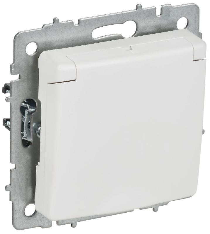 BRITE Розетка 1-местная с заземлением с защитными шторками и крышкой 16А IP20 РСбш10-3-БрАБ арктический белый  | BR-R16-16-K91 | IEK — IEK (ИЭК)