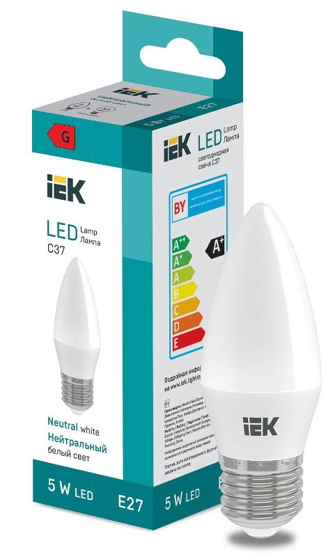 Лампа светодиодная Candle C37 400lm 4000K E27 | LL-I-C37-5-230-40-E27 | IEK — IEK (ИЭК)