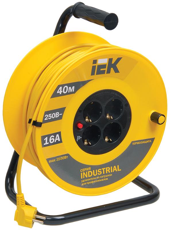 Катушка УК40 с т/з 4 места 2Р+PЕ/40м 3х1,5 мм2 "Industrial" | WKP15-16-04-40 | IEK — миниатюра 1