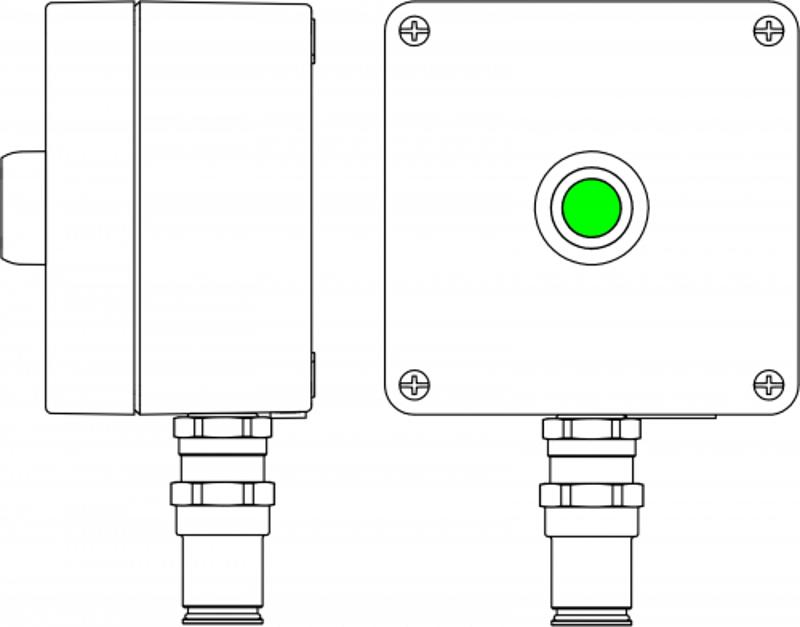 Ex пост управления из алюминия; 1Ex d e IIC T5 Gb X IP66; Ex tb IIIBT95CDb X; Кнопка Зеленая, 1NC/1NO -1 шт.; B: ввод D5,5-13мм поднебронированный каб — DKC (ДКС)