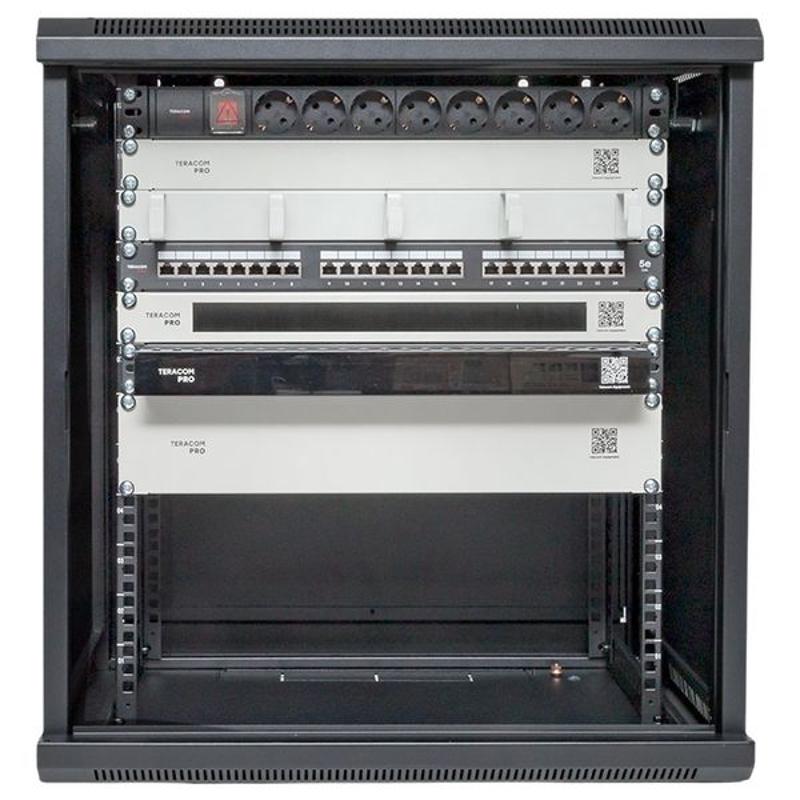 Шкаф настенный 19" TERACOM PRO 12U 600х450 мм дверь стеклянная с замком-ручкой чёрный | TRP-WLL-1264-40B | EKF — миниатюра 52