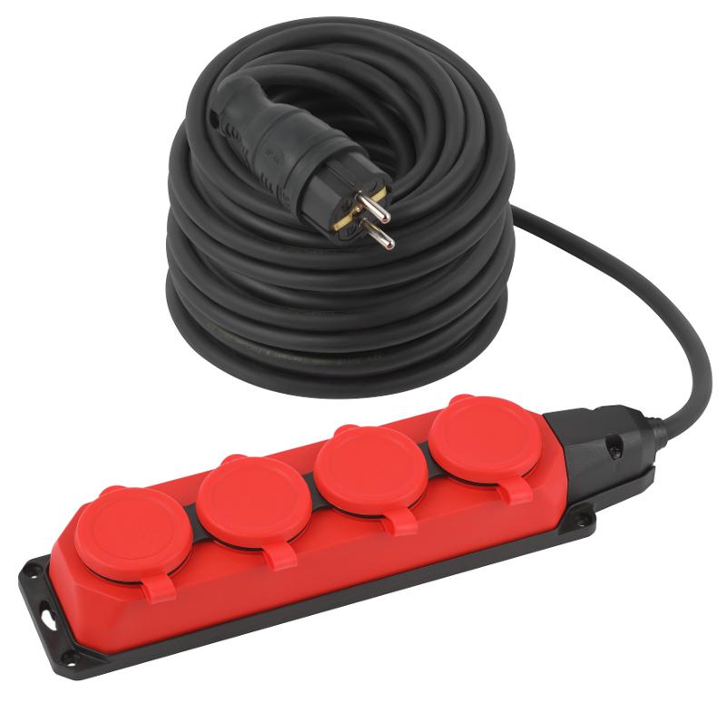 Удлинитель силовой UK-4e-3x1,5-30m-IP44(KG) с заземлением 4 розетки каучук 30м КГ 3х1,5мм2 IP44 | Б0057588 | ЭРА — миниатюра 1