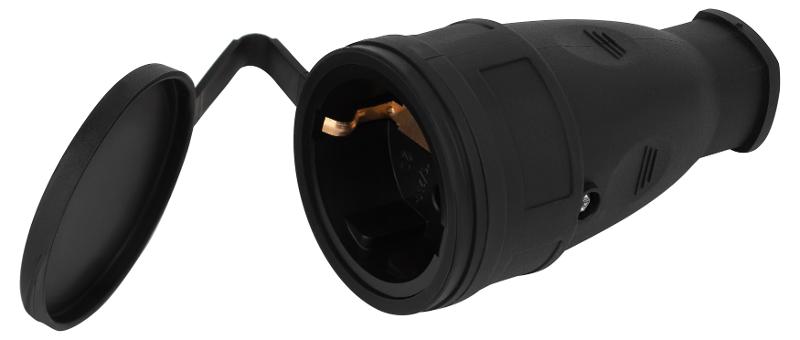 Розетка ЭРА RX10-B-IP44 каучуковая c заземлением 16А IP44 прямая черная | Б0055418 | ЭРА — ЭРА (Энергия света)