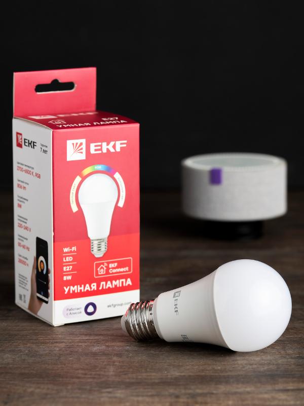 Лампа светодиодная LED Умная Connect 8Вт WIFI RGBW E27 | slwf-e27-rgbw | EKF — миниатюра 5