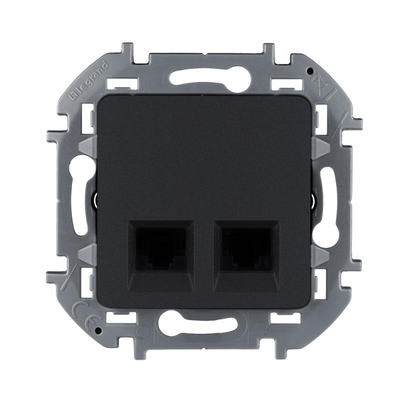 Inspiria Антрацит Розетка 2-ая компьютерная RJ45 С/У категория 5e UTP — миниатюра 2