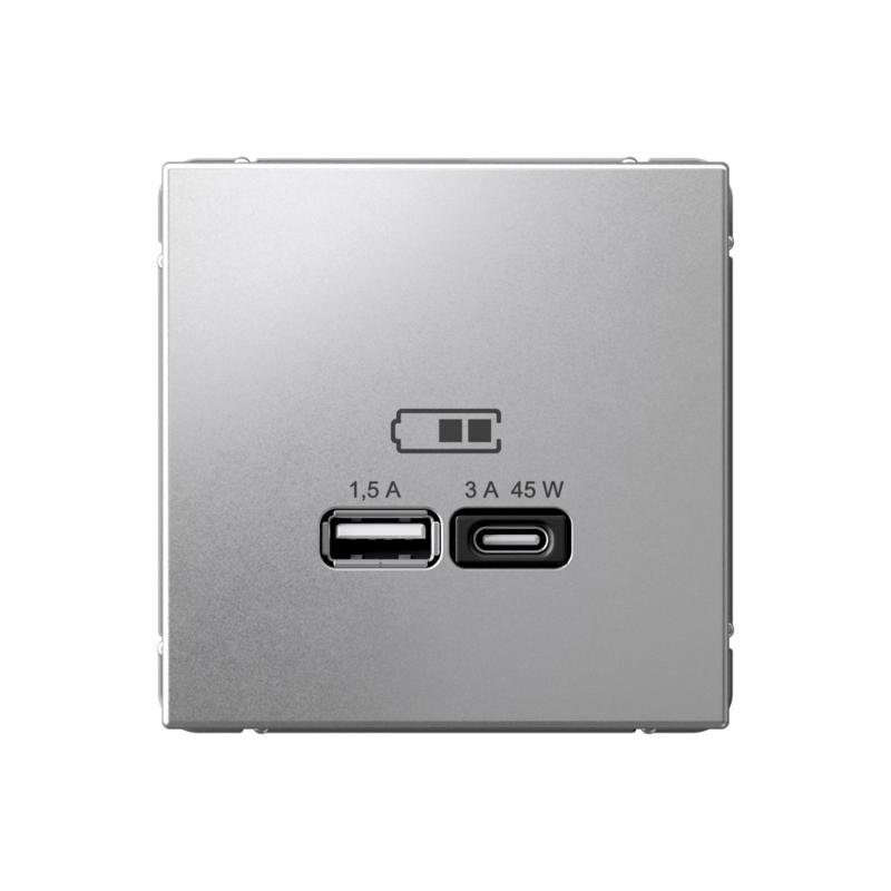 ArtGallery Алюминий Розетка USB A + тип-C 45Вт высокоскор.заряд. QC, PD, механизм | GAL000329 | SE — Systeme Electric