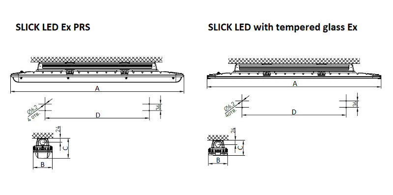 Светильник светодиодный взрывозащищенный SLICK.PRS LED 60 with driver box/ with through wiring Ex 5000K | 1631004640 | Световые Технологии — миниатюра 2