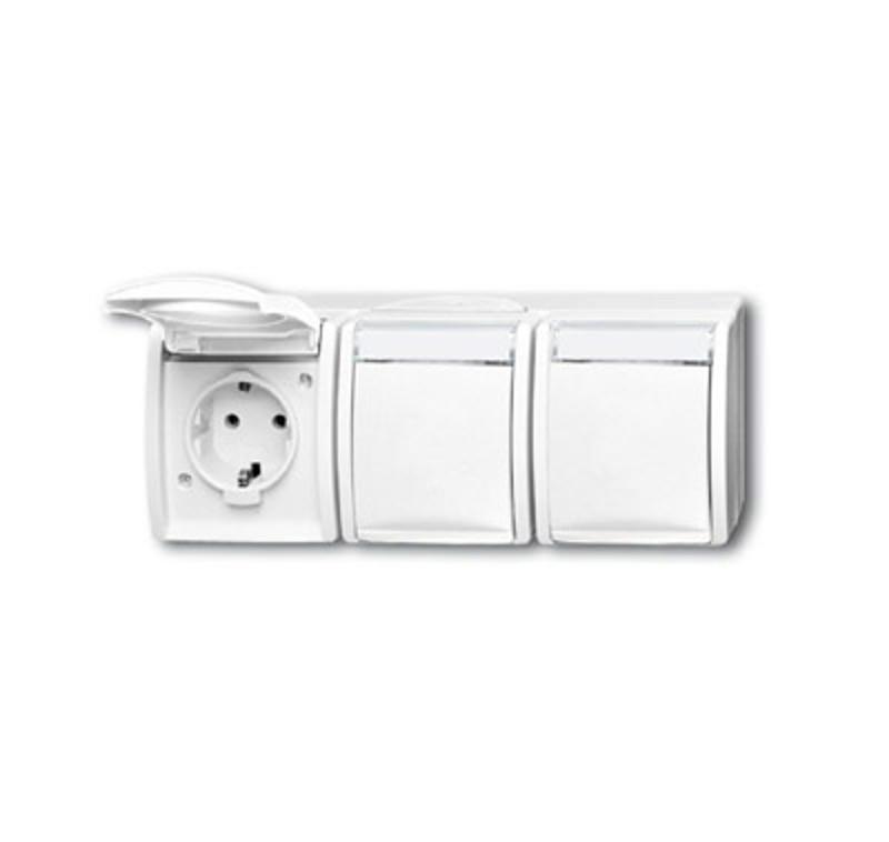 Розетка SCHUKO 16А 250В IP44, тройная, для открытого монтажа, с полем для надписи, серия ocean, цвет альп. белый | 2084-0-0716  | 2CKA002084A0716 | AB — ABB