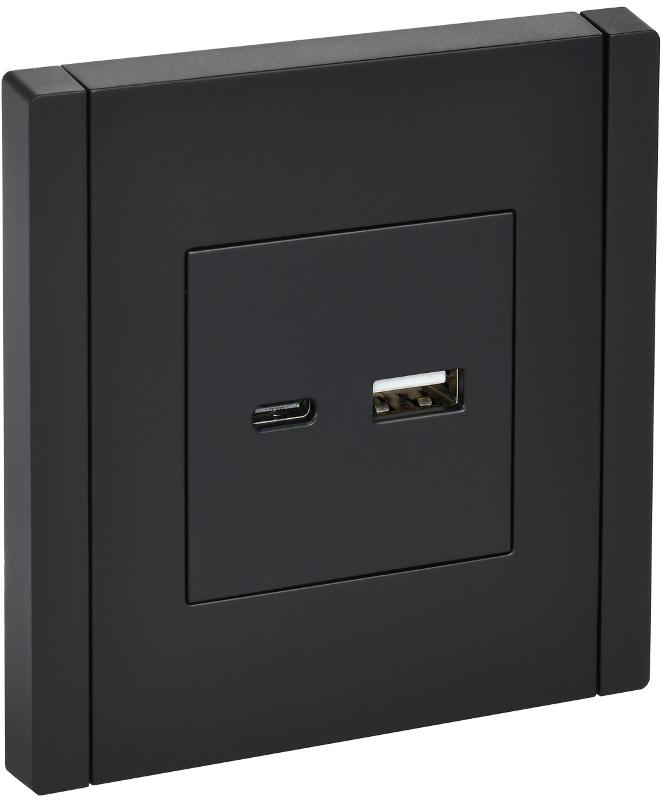 FORTE&PIANO Розетка USB A+C 18Вт FP151 черный | FP-U22-018-K02 | IEK — миниатюра 1
