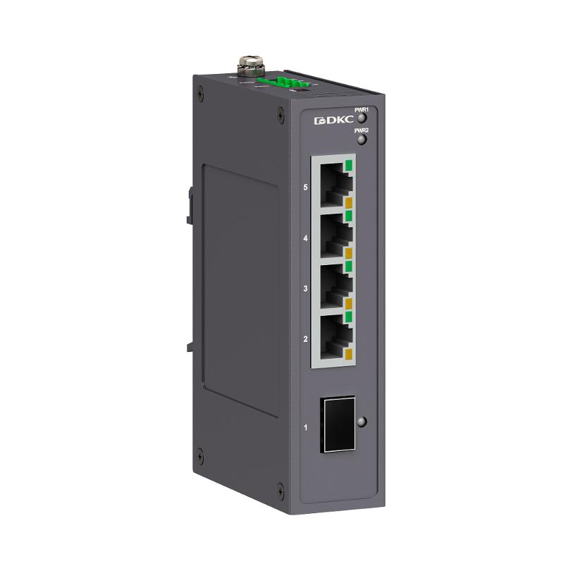 Промышленный неуправляемый коммутатор, 1×100Base-X, SFP слот: 4× 10/100Base-T(X) портов RJ45, 12-48В DC/18-30В AC, с резервированием | N1000-1SFP4T-P2 — фото 1 | Sento