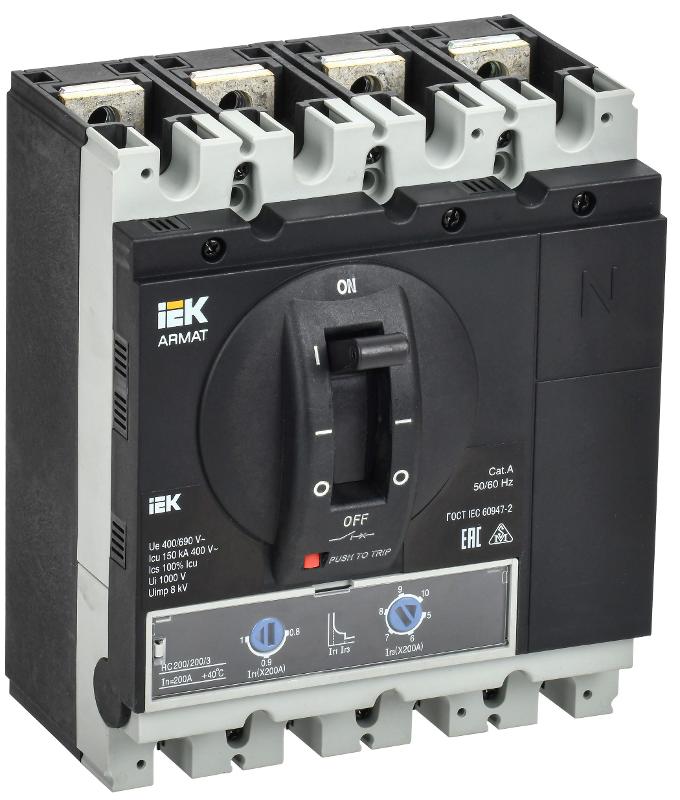 ARMAT Авт. выкл. лит. корпус 4P G 150кА 200А ТМ рег. | AR-MCCB-4G-150-0200A-ATUC | IEK — фото 1 | Sento