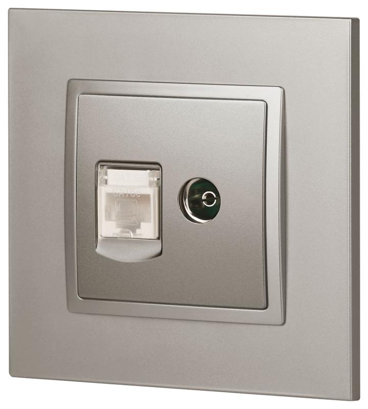 Розетка Elegance 14-3110-16 RJ45+TV, титан | Б0065768 | ЭРА — миниатюра 5