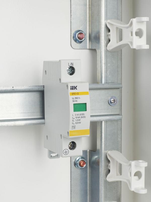 Ограничитель импульсного перенапряжения ОПС1-D 1Р In=5kA Un=230B Im=10kA | MOP20-1-D | IEK — миниатюра 7