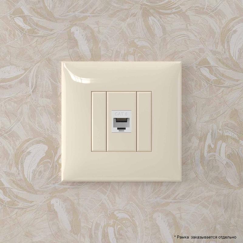 Компьютерная розетка RJ-45 без шторки в стену, кат.6 одинарная, "Avanti", "Ванильная дымка" | 4405693 | DKC — миниатюра 5