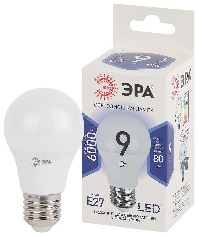 Лампа светодиодная СТАНДАРТ LED A60-9W-860-E27 (диод, груша, 9Вт, хол, E27) | Б0032248 | ЭРА — миниатюра 1