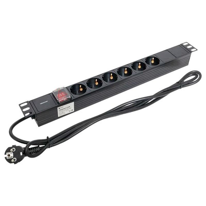 Блок розеток PDU TERACOM 19" 1U 16А/250В 6 розеток Schuko 2 метра 3x1,5 мм2 вилка Schuko | TRC-HPD-LS-16A-6SH-2MSH | EKF — миниатюра 13