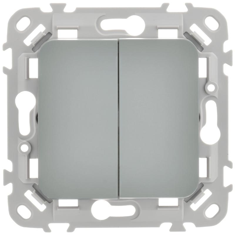 FLITE Выключатель 2-клавишный 10А ВС12-1-0-ФлС серый | FI-V20-0-10-1-K03 | IEK — миниатюра 2