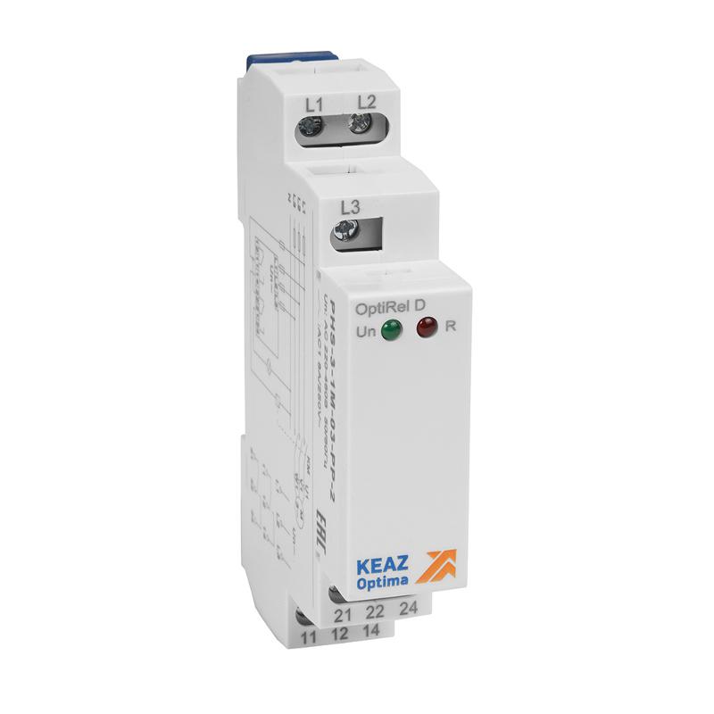 Реле контроля фаз OptiRel D PHS-3-1M-03-PP-2 чередования обрыва фаз 3Ф 2СО | 331997 | КЭАЗ — КЭАЗ (Курский электроаппаратный завод)