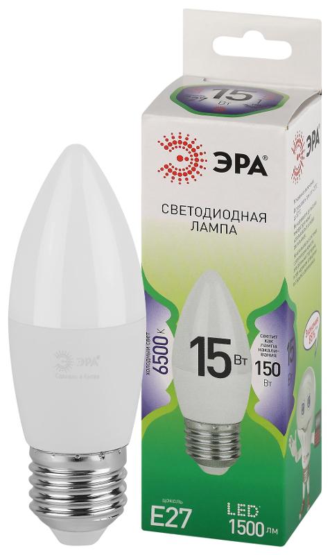 Лампа светодиодная GREEN LINE LED B35-15W-865-E27 GL E27 15 Вт свеча холодный свет | Б0067094 | ЭРА — миниатюра 1