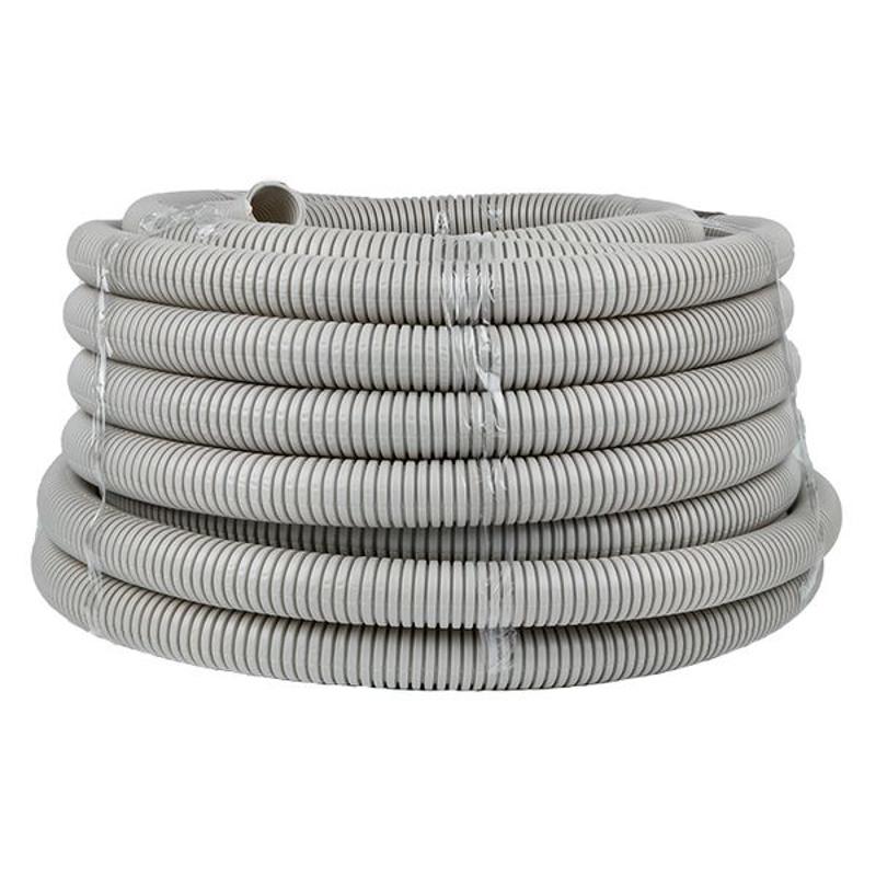 Труба гофр. ПВХ с протяжкой d32 мм (30 м) серая -Plast | tg-z-32-30 | EKF — EKF