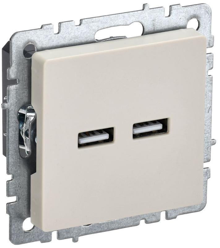 BRITE Розетка USB A+A 3,1А РЮ10-1-БрКр бежевый | BR-U21-D31-K10 | IEK — IEK (ИЭК)