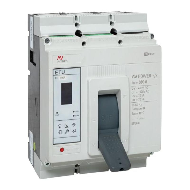 Выключатель автоматический AV POWER-5/3 800А 70kA ETU6.0 AVERES | mccb-53-800M-6.0-av | EKF — миниатюра 1