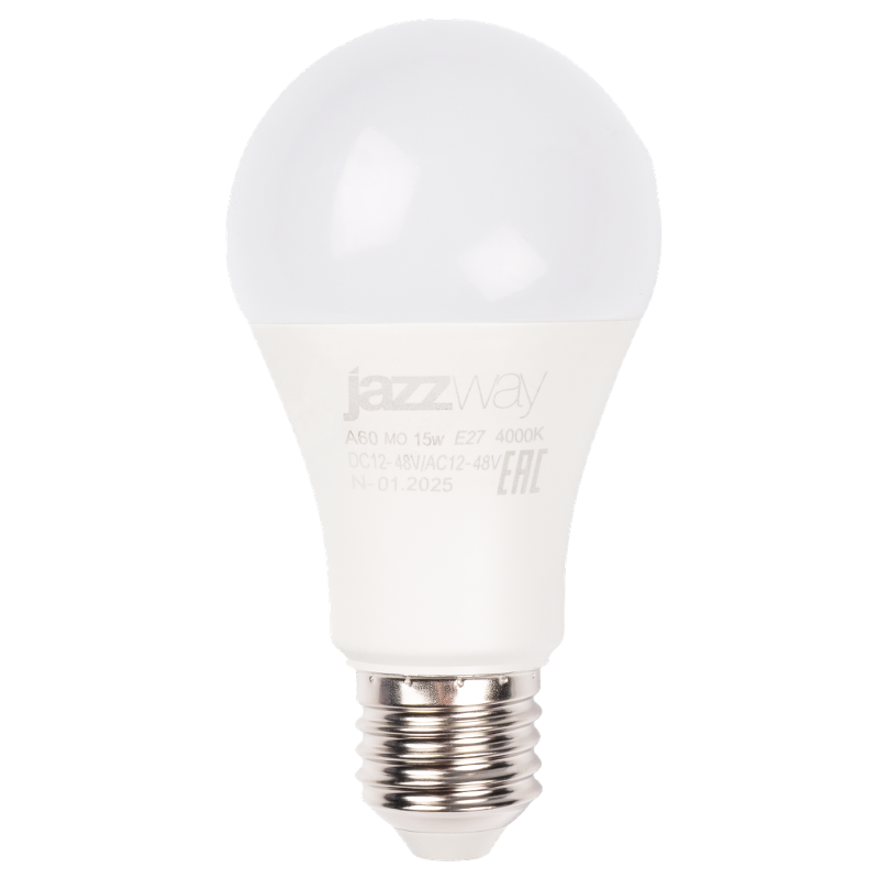Лампа светодиодная низковольтная PLED-A60 МО 15w 4000K E27 DC12-48V/AC12-48V  | .5050563 |  Jazzway — Jazzway