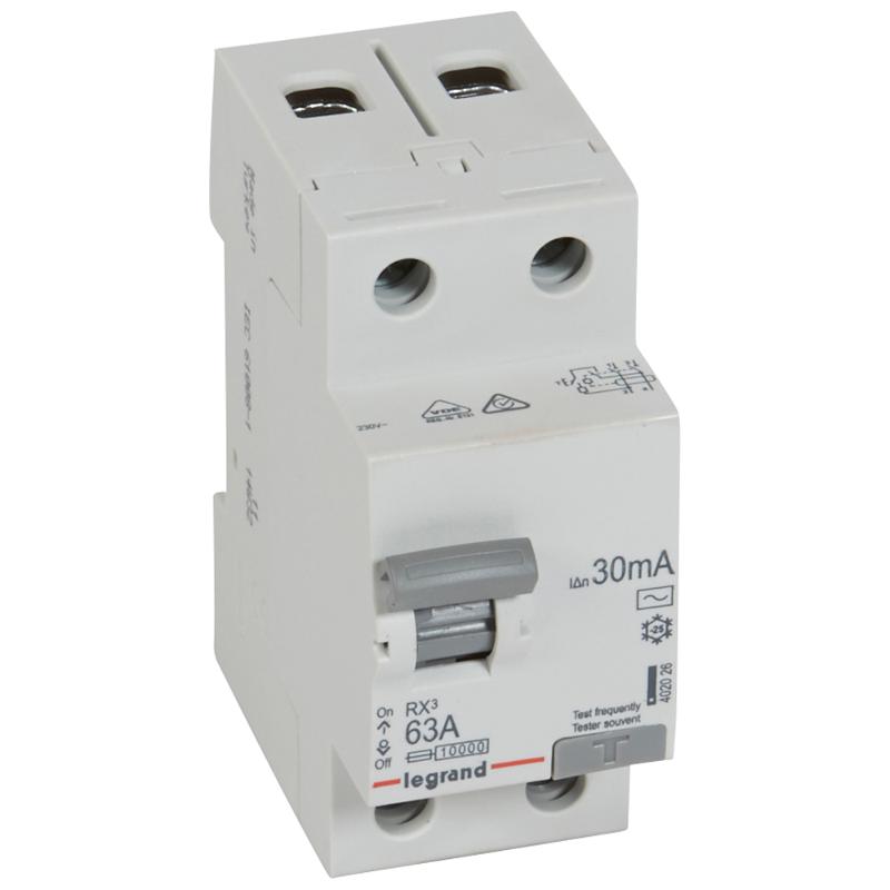 Выключатель дифференциальный (УЗО) RX3 2п 63А 30мА тип AC | 402026 | Legrand — Legrand