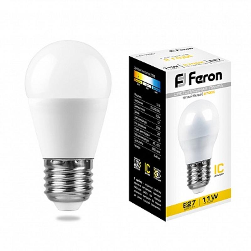 Лампа светодиодная LB-750 (11W) 230V E27 2700K G45 | 25949 | FERON — миниатюра 1
