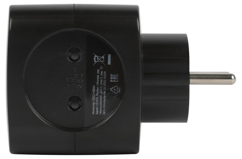 Разветвитель электрический ЭРА SP-2-USB-B на 2 розетки + 2xUSB 2400mA, без заземл 10А (черный)  | Б0049535 | ЭРА — миниатюра 4