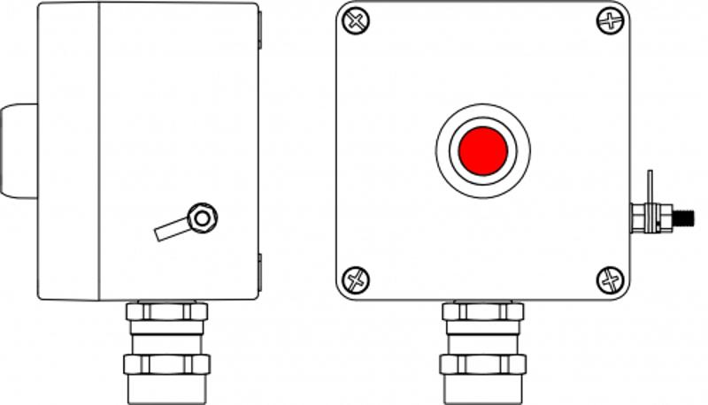 Ex пост управления из GRP; 1Ex d e IIC T6 Gb X / Ex tb IIIB T80°C Db X /IP66; Кнопка красная,1NC/1NO - - 1 шт.; С:ввод D5,5-13мм подбронированный кабе — DKC (ДКС)