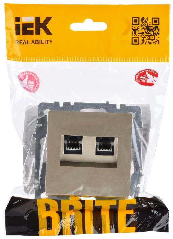 BRITE Розетка двойная RJ11+RJ45 кат.5E РК/Т12-БрШ шампань | BR-KT20-O-1-K37 | IEK — миниатюра 6