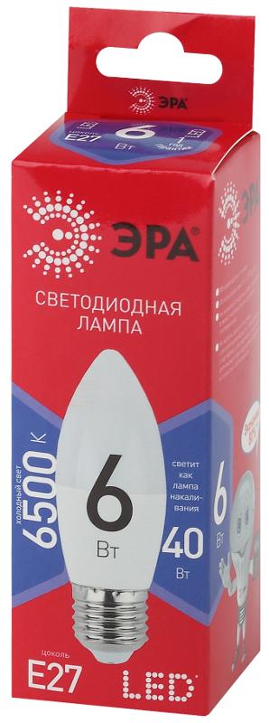 Лампа светодиодная ЭКО LED B35-6W-865-E27 R (диод, свеча, 6Вт, хол, E27) | Б0045340 | ЭРА — миниатюра 2