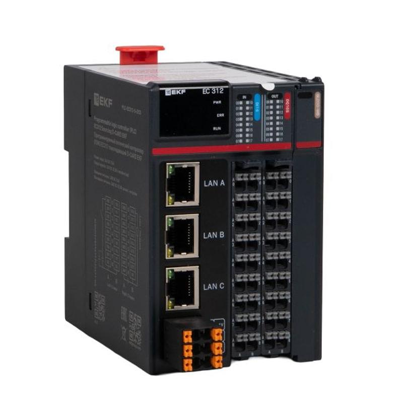 Контроллер программируемый логический (ПЛК) EC312 токоподающий D-CARD |PLC-EC312-S-DCD | EKF — EKF