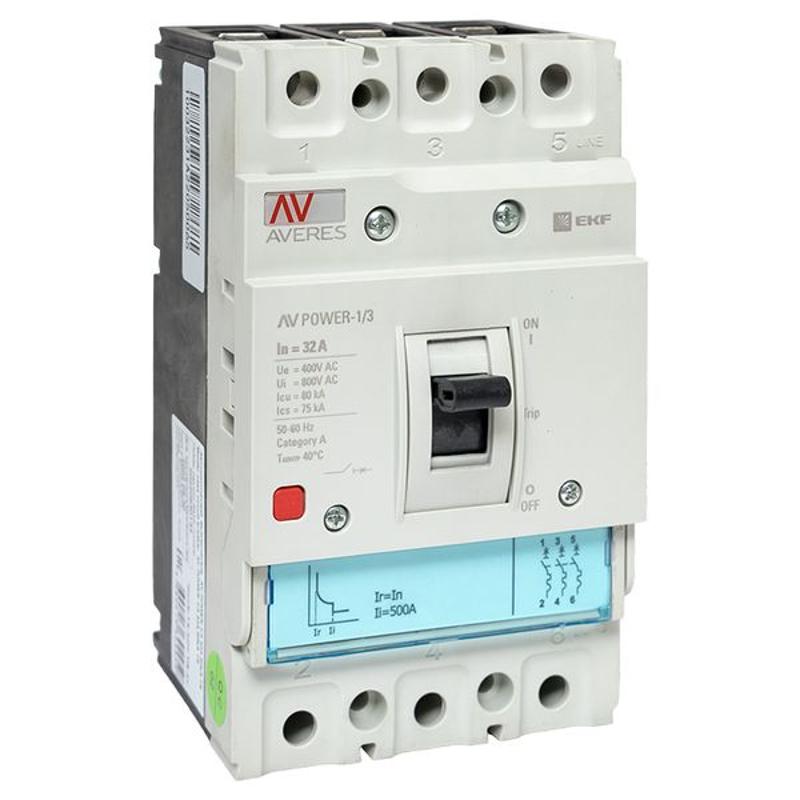 Выключатель автоматический AV POWER-1/3  32А 80kA TR AVERES | mccb-13-32H-TR-av | EKF — EKF