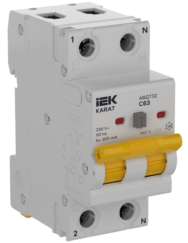 KARAT АВДТ32 C63 300мА тип AC 4,5кА селективный | KA-VD10-1-063-C-300-AC-1S | IEK — IEK (ИЭК)