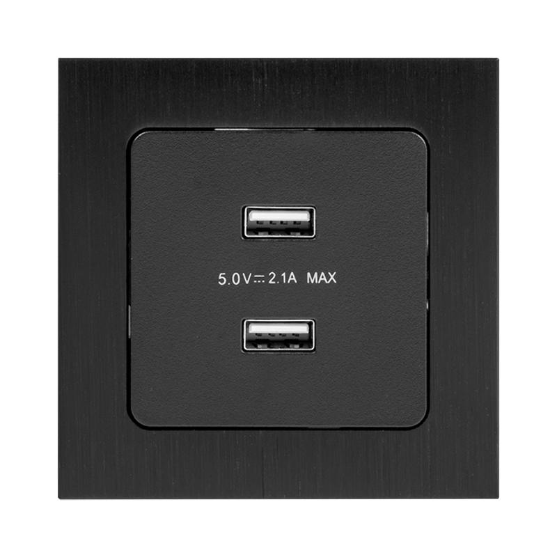 Стокгольм Механизм Розетки USB 2-местной 2,1А черный PROxima | EZR16-028-10-2USB | EKF — миниатюра 8