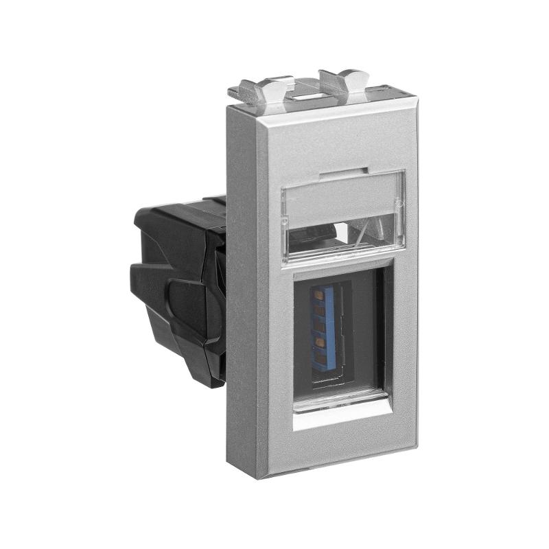 USB 3.0 розетка модульная, тип А-А, "Avanti", "Закаленная сталь", 1модуль | 4404301 | DKC — миниатюра 2