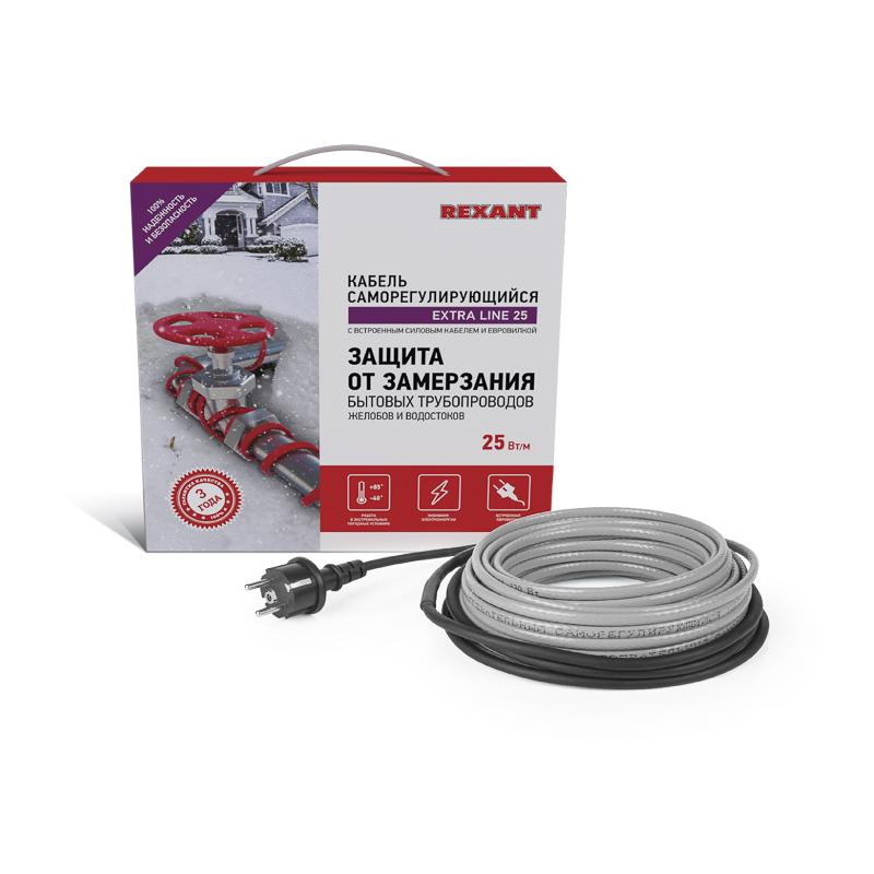 Саморегулируемый греющий кабель на трубу Extra Line 25MSR-PB 3M (3м/75Вт) | 51-0638 | REXANT — REXANT