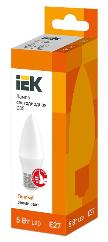 Лампа светодиодная LED 5Вт Е27 220В 3000К C35 свеча | LLE-C35-5-230-30-E27 | IEK — миниатюра 2