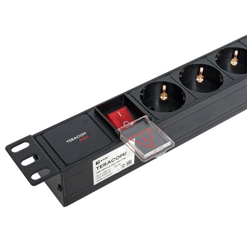 Блок розеток PDU TERACOM PRO 19" 1U 10А/250В 7 розеток Schuko с выключателем разъем C14 | TRP-HPD-LS-10A-7SH-C14 | EKF — миниатюра 18