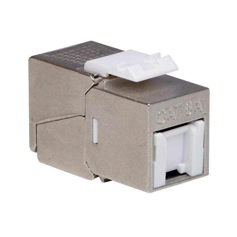 Модуль Кейстоун (Keystone) RJ45 CAT 6A с пылезащитной шторкой, экран.(STP), 180 град., Toolless, сереб. | RNK6AF90TL-C | DKC — DKC (ДКС)