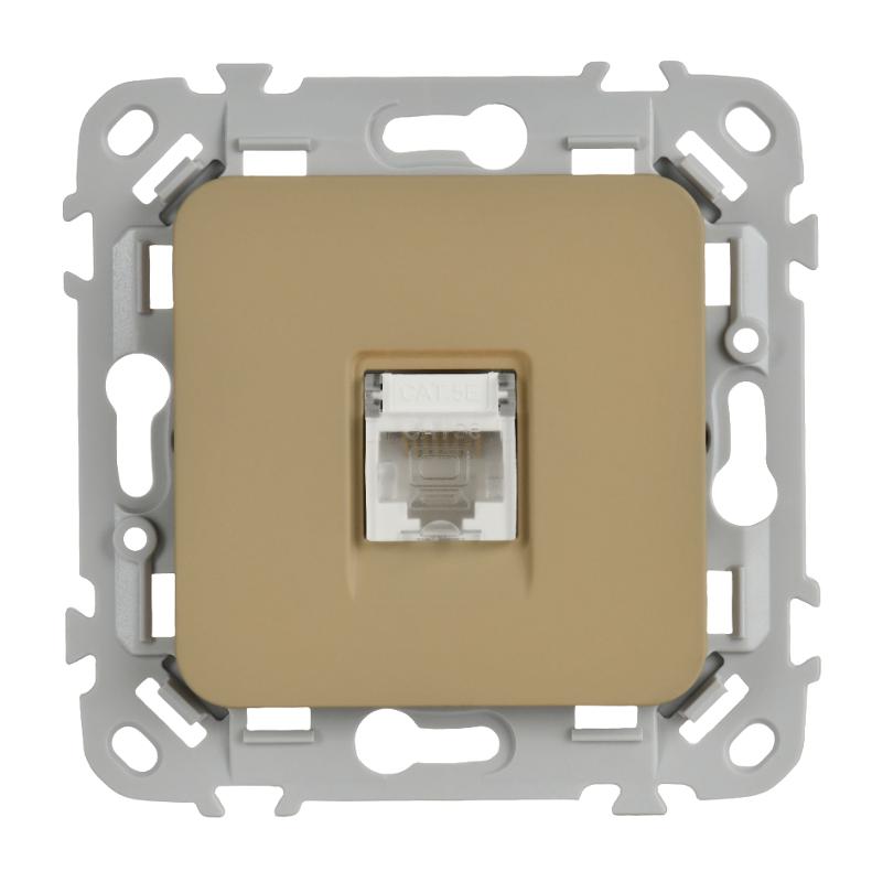 FLITE Розетка компьютерная RJ45 кат.5Е UTP РК5е-1-0-ФлХ хаки | FI-K12-1-K59 | IEK — миниатюра 2