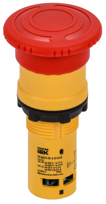 Кнопка "Грибок" IP65 с фиксацией 1NO+1NC красная MASTER | MI-BG71-7E-3-21-K04 | IEK — IEK (ИЭК)