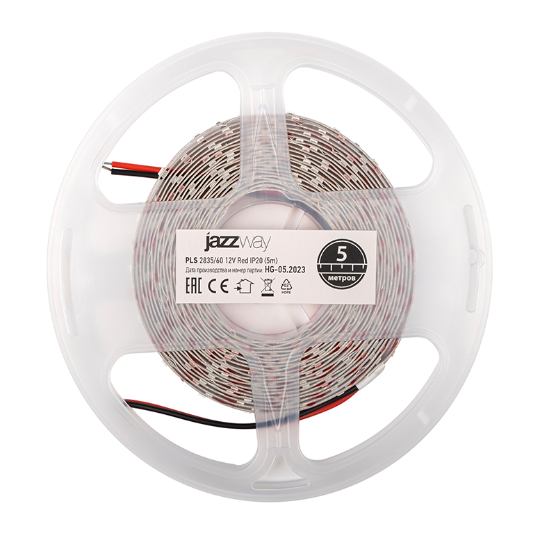 Лента светодиодная LED PLS 2835/60 6Вт 12В красный IP20 5м | 5000315 | Jazzway — миниатюра 5
