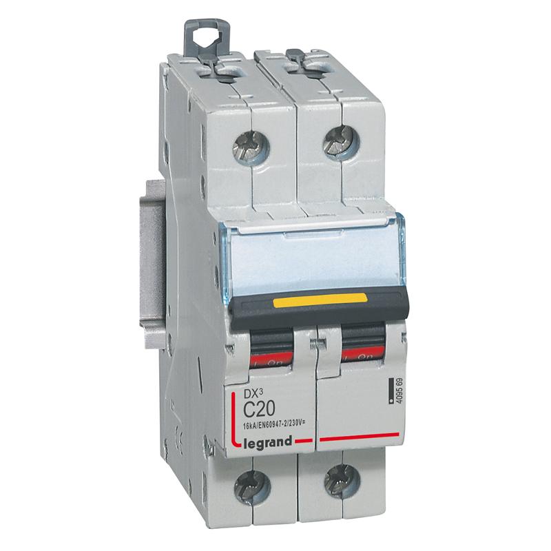 Выключатель автоматический двухполюсный DX3 DC 10000 20А C 16кА | 409569 | Legrand — Legrand